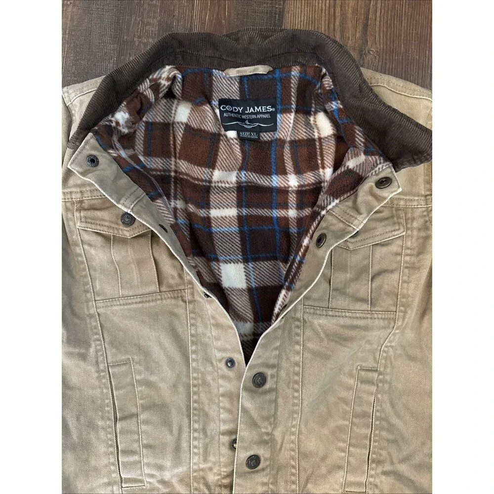 Cody James Boys Western Boys Jacket XL Tan Fleece Lined Canvas Barn Cowboy Ranch